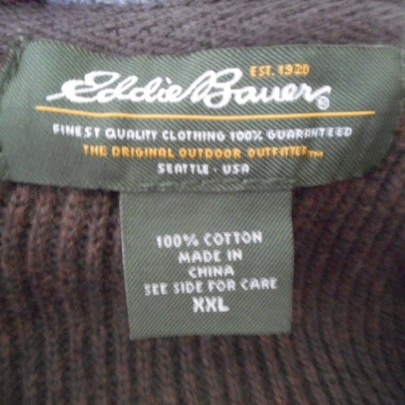 Eddie Bauer 1/4 zip style Brown sweater - Picture 2 of 6